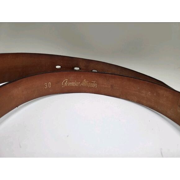 Vintage 1950s Genuine Alligator Belt Size 30 Brown Exotic Leather Mid Century main image 7
